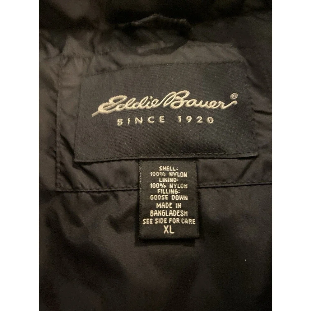 Eddie Bauer Puffer Goosedown Vest Men’s XL Black Jacket Full Zip